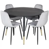 Venture Design Valgomasis stalas, Dipp, ⌀115 cm, Juodas / Valgomasis kėdė, Polar, 52x86x44 cm, Pilka