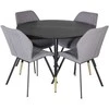 Venture Design Valgomasis stalas, Dipp, ⌀115 cm, Juodas / Valgomasis kėdė, Gemma, 63x90x50 cm, Pilka