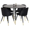 Venture Design Valgomasis stalas, Dipp, 115 cm, Juodas / Valgomasis kėdė, Velvetas, 57x76.5x50 cm, Juoda