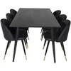Venture Design Valgomasis stalas, Dipp, 180x90 cm, Juodas + Valgomasis kėdė, Velvet, 57x76.5x50 cm, Juoda
