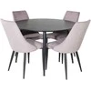 Venture Design Valgomasis stalas, Dipp, 115cm, juoda furniruota medžiaga / Valgomasis kėdė, Leone, 63x91x46.5 cm, dulkėtai rožinė