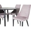 Venture Design Valgomasis stalas, Dipp, 115cm, juoda furniruota medžiaga / Valgomasis kėdė, Leone, 63x91x46.5 cm, dulkėtai rožinė