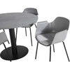 Venture Design Valgomasis stalas, Estelle, ø106 A75 cm, Juodas / Valgomasis kėdė, Gemma, 52x79.5x60.5 cm, Pilka