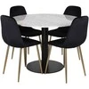 Venture Design Valgomasis stalas, Estelle, 106 cm, Balta, Kėdė, Polar, 52x86x44 cm, Juoda