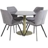 Venture Design Valgomasis stalas, Estelle, ø106 A75 cm, Juodas/Varis+Valgomasis kėdė, Gemma, 63x90x50 cm, Pilka