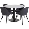 Venture Design Valgomasis stalas, Estelle, ø106x75 cm, Juodas / Velvet valgomasis kėdė, 57x76.5x50 cm, Juoda