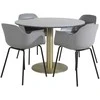 Venture Design Valgomasis stalas, Estelle apvalus, ø106 A75 cm, Juodas / Bronza+Valgomasis kėdė, Comfort, 52x79.5x60.5 cm, Pilka