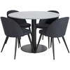Venture Design Valgomasis stalas, Estelle, ø106x75 cm, Juodas / Velvet valgomasis kėdė, 57x76.5x50 cm, Juoda