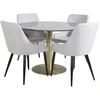 Venture Design Valgomasis stalas, Estelle apvalus, ø106xA75 cm, Juodas / Valgomasis kėdė, Plaza, 58x86x49 cm, Šviesiai pilka