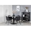 Venture Design Valgomasis stalas, Estelle, ø106x75 cm, Juodas / Velvet valgomasis kėdė, 57x76.5x50 cm, Juoda