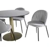 Venture Design Valgomasis stalas, Estelle, ø106 A75 cm, Juodas / Valgomasis kėdė, Raukšlės, 50x79.5x49 cm, Pilka