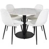 Venture Design Valgomasis stalas, Estelle, ø106x75 cm, Balta / Valgomasis kėdė, Polar, 53x87x44 cm, Balta