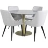 Venture Design Valgomasis stalas, Estelle apvalus, ø106xA75 cm, Juodas / Valgomasis kėdė, Plaza, 58x86x49 cm, Šviesiai pilka
