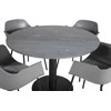 Venture Design Valgomasis stalas, Estelle, ø106 A75 cm, Juodas / Valgomasis kėdė, Gemma, 52x79.5x60.5 cm, Pilka