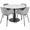 Venture Design Valgomasis stalas, Estelle, ø106x75 cm, Balta, Valgomasis kėdė, Comfort, 52x79.5x60.5 cm, Pilka