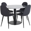 Venture Design Valgomasis stalas, Estelle apvalus, ø106 A75 cm, Juodas / Valgomasis kėdė, Polar, 53x87x44 cm, Juoda