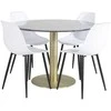 Venture Design Valgomasis stalas, Estelle, ø106x75 cm, Juodas / Valgomasis kėdė, Polar, 58x81x45.5 cm, Balta