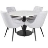 Venture Design Valgomasis stalas, Estelle, ø106x75 cm, Balta / Valgomasis kėdė, Velvet Deluxe, 66x88.5x50 cm, Šviesiai pilka