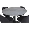 Venture Design Valgomasis stalas, Estelle, ø106x75 cm, Juodas / Velvet valgomasis kėdė, 57x76.5x50 cm, Juoda
