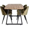 Venture Design Valgomasis stalas, Inca, 160x85 cm, ąžuolas / Valgomasis kėdė, Velvet, 76.5x50 cm, dulkių žalia