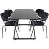 Venture Design Valgomasis stalas, Inca išplėtimo stalas, 75x160x85 cm, Juodas + Valgomasis kėdė, Arrow su rankenėlėmis, 61x79x58 cm, Juoda