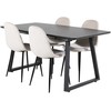 Venture Design Valgomasis stalas, Inca pratęsimas, 75x160x85 cm, Juodas, Valgomasis kėdė, Polar, 53.3x88x42.5 cm, Bėžinis