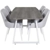 Venture Design Valgomasis stalas, Inca pratęsimas, 75x160x85 cm, Pilka; Valgomasis kėdė, Plaza, 58x86x49 cm, Šviesiai pilka
