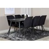 Venture Design Valgomasis stalas ir kėdžių komplektas, auksinis pratęsimas ir Gemma, stalas: 180x85x76 cm Kėdė: 90x50x63 cm, juoda