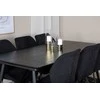 Venture Design Valgomasis stalas ir kėdžių komplektas, auksinis pratęsimas ir Gemma, stalas: 180x85x76 cm Kėdė: 90x50x63 cm, juoda