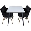Venture Design Valgomasis stalas, Jimmy, 150-240x90x76 cm, Juodas/Baltas, Valgomasis kėdė, Petra, 60x87x57 cm, Varis/Juodas