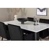 Venture Design Valgomasis stalas, Jimmy, 150-240x90x76 cm, Juodas/Baltas, Valgomasis kėdė, Petra, 60x87x57 cm, Varis/Juodas