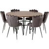 Venture Design Valgomasis stalas, Kopenhaga, ⌀140 cm, Ruda/Juoda, Kėdė, Limhamn, 54x82.5x44.5 cm, Pilka