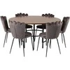 Venture Design Valgomasis stalas, Kopenhaga, ⌀140 cm, Ruda/Juoda, Kėdė, Limhamn, 54x82.5x44.5 cm, Pilka