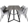 Venture Design Valgomasis stalas, Marina, 180x90 cm, Pilka / Valgomasis kėdė, Raukšlės, 50x79.5 cm, Juoda