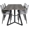 Venture Design Valgomasis stalas, Marina, 180x90 cm, Pilka / Valgomasis kėdė, Polar, 52x86 cm, Juoda