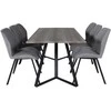 Venture Design Valgomasis stalas, Marina, 180x90 cm, Pilka/Juoda + Valgomasis kėdė, Gemma, 90x50 cm, Pilka