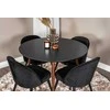 Venture Design Valgomasis stalas, Plaza apvalus, 100 cm, Juodas/Riešutas + Valgomasis kėdė, Samets aksomas, 57x76.5x50 cm, Juoda