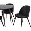 Venture Design Valgomasis stalas, Plaza apvalus, 100 cm, Juodas/Riešutas + Valgomasis kėdė, Samets aksomas, 57x76.5x50 cm, Juoda