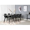 Venture Design Valgomasis stalas, Stilingas ištraukiamas stalas, 75x195x95 cm, Juodas šepetėlinis, Valgomasis kėdė, Polar, 58x81x45.5 cm, Juoda