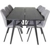 Venture Design Valgomasis stalas, Stilingas ištraukiamas stalas, 75x195x95 cm, Juodas ir Valgomasis kėdė, Gemma, 63x90x50 cm, Pilka