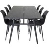 Venture Design Valgomasis stalas, Stilingas ištraukiamas stalas, 75x195x95 cm, Juodas šepetėlinis, Valgomasis kėdė, Polar, 58x81x45.5 cm, Juoda
