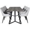 Venture Design Valgomasis stalas su komplektu, Marina ir Plaza, 180x90 cm, pilkas/juodas