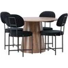 Venture Design Valgomojo komplektas Apvalus valgomojo stalas 120 cm MDF Juodos aksomo valgomojo kėdės Natūralus juodas aksomas MDF