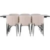 Venture Design Valgomojo komplektas Astrid valgomojo stalas ir Modesto valgomojo kėdės 200x75 cm juodos ir smėlio spalvos MDF ir bouclé