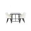 Venture Design Valgomojo komplektas Astrid valgomojo stalas ir Rosie kėdės 200x75 cm juoda smėlio spalvos audinys