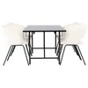 Venture Design Valgomojo komplektas Astrid valgomojo stalas ir dieninės kėdės 200x75 cm juoda balta linas