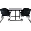 Venture Design Valgomojo komplektas Astrid valgomojo stalas ir Selma valgomojo kėdė 200x75 cm juodas MDF ir aksomas