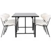 Venture Design Valgomojo komplektas Astrid valgomojo stalas ir Chico kėdės 200x75 cm juodas MDF Bouclé audinys