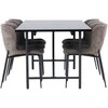 Venture Design Valgomojo komplektas Astrid valgomojo stalas ir Modesto kėdės 200x75 cm juoda pilka MDF faneruotė