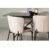 Venture Design Valgomojo komplektas Astrid valgomojo stalas ir Modesto valgomojo kėdės 200x75 cm juodos ir smėlio spalvos MDF ir bouclé